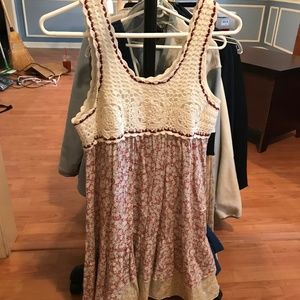 white crochet & patterned dress